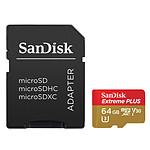 SanDisk Extreme Plus microSDXC UHS-I U3 V30 64 Go + Adaptateur SD