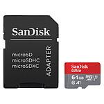 SanDisk Ultra microSD UHS-I U1 64 Go 140 Mo/s + Adaptateur SD